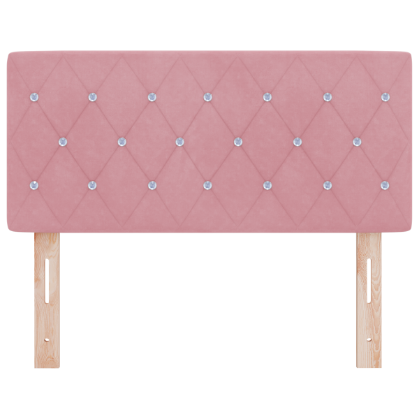 Cabeceira com Botão de Cristal Tufted Rosa - 90 cm em Veludo M 4