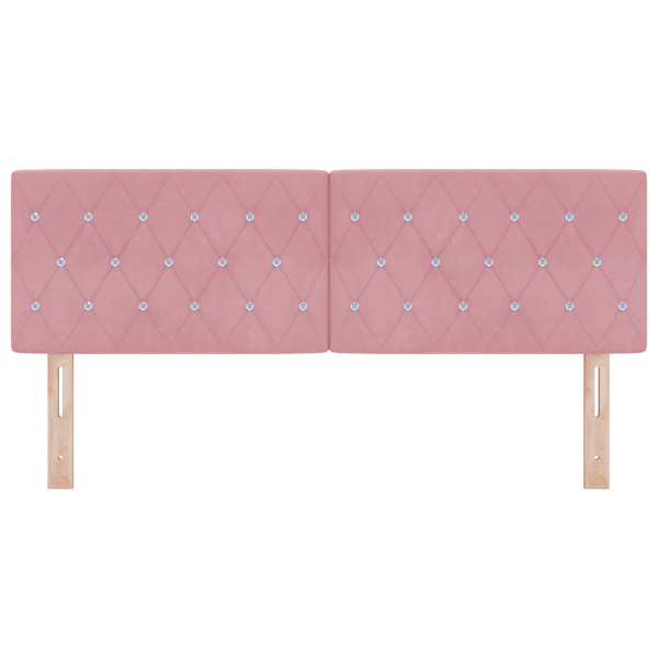 Cabecera  con botones de cristal tapizada en terciopelo rosa de 140 cm M 4