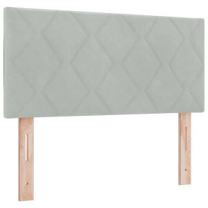 Cabecero con diseño de bloques de diamante en gris claro. 100 cm de terciopelo H