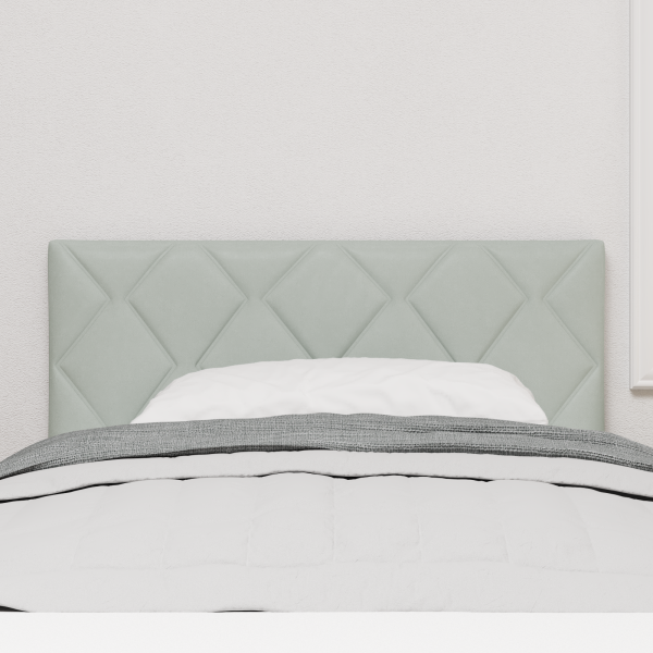 Cabeceira com design de blocos de diamante em cinza claro. 100 cm de veludo M 3