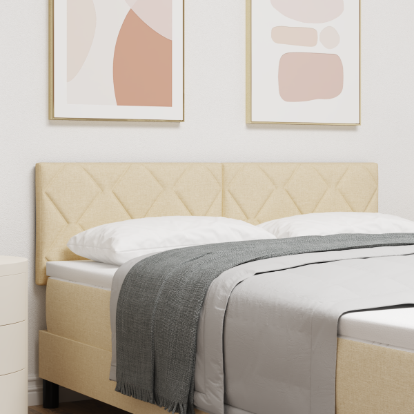 Cabecero con Diseño de Bloques de Diamante en Crema 160 cm Tela D