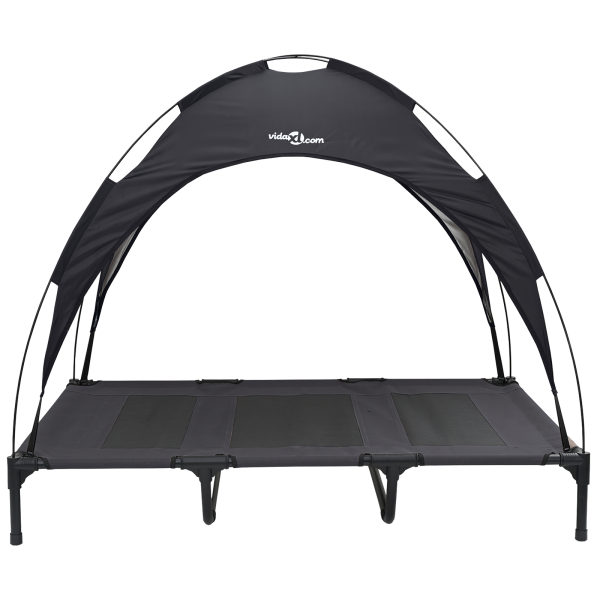Cama Elevada para Cães com Capa Removível Preta XL Aço M 4