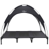 Cama elevada para perros con techo extraíble negra XL acero 4