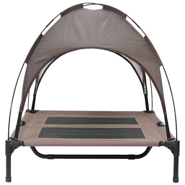 Cama Elevada para Perros con Toldo Removible Marrón L Acero M 5