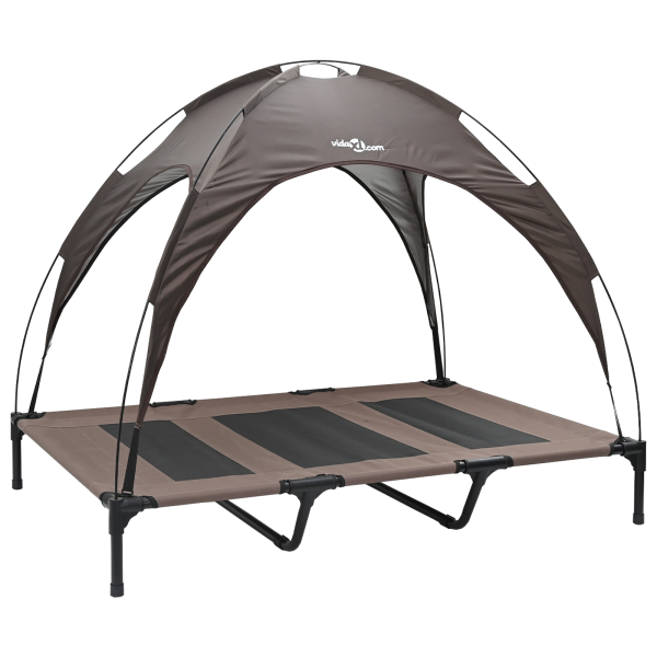 Cama elevada para perros con techo removible Marrón XL Acero M 2