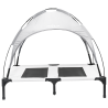 Cama Elevada para Perros con Techo Removible Gris Plata L Acero 4