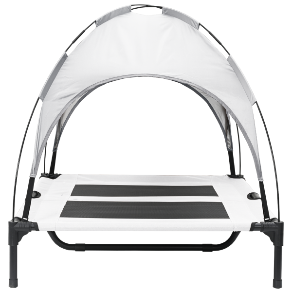 Cama Elevada para Perros con Techo Removible Gris Plata L Acero M 5