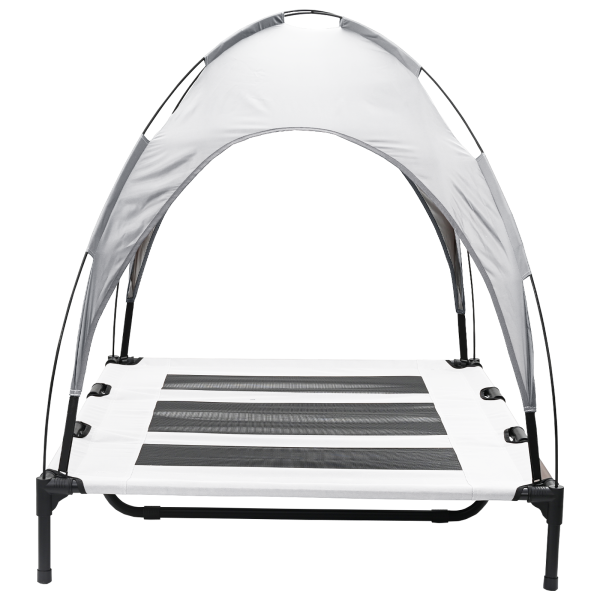 Cama Elevada para Perros con Techo Removible Gris Plata XL Acero M 5