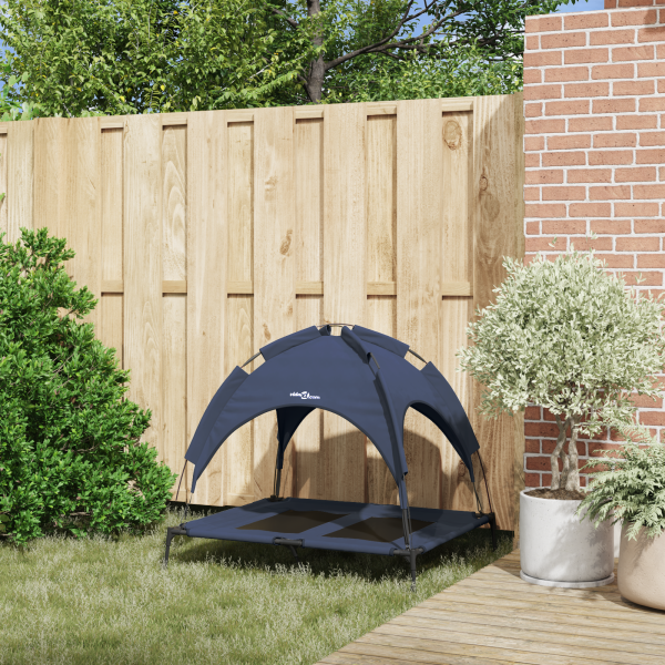 Cama Elevada para Cães com Teto Removível Azul-marinho L Aço M 3