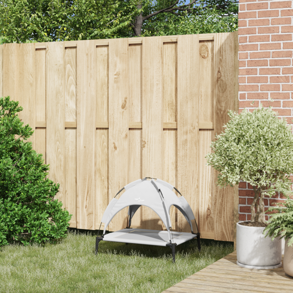 Cama Elevada para Cão com Teto Removível Cinza Prateado Aço M 3