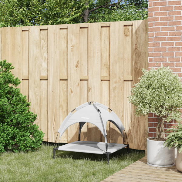 Cama para Perros Elevada con Techo Removible Gris Plata M Acero M 3