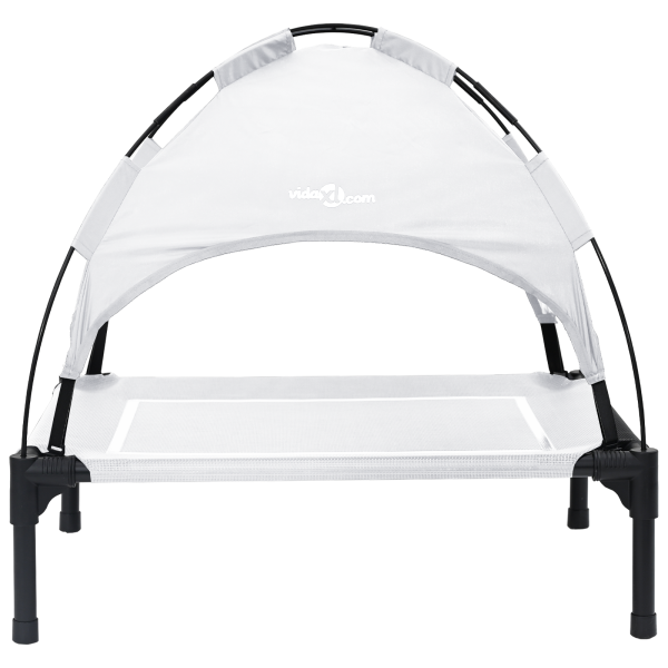 Cama para Perros Elevada con Techo Removible Gris Plata M Acero M 4