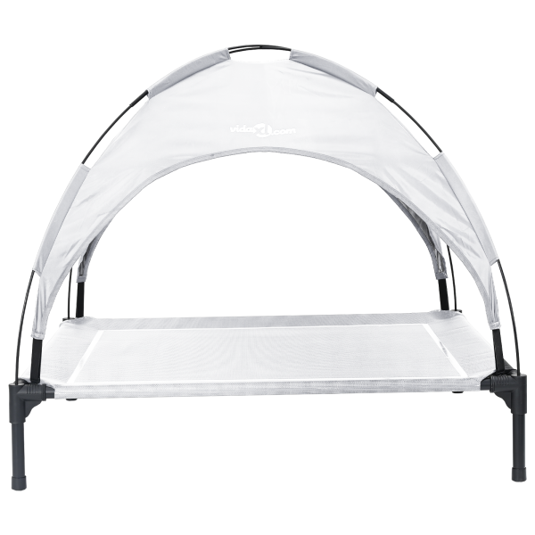 Cama Elevada para Perros con Techo Removible Plateado L de Acero M 4
