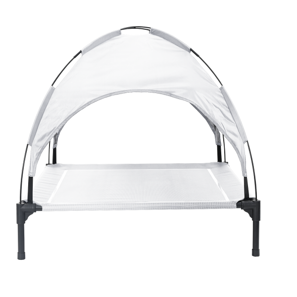 Cama Elevada para Perros con Techo Removible Gris Plateado XL Acero M 5