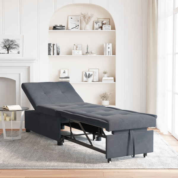 Sofá Cama 3 en 1 Diseño Extraíble Terciopelo Gris Oscuro D