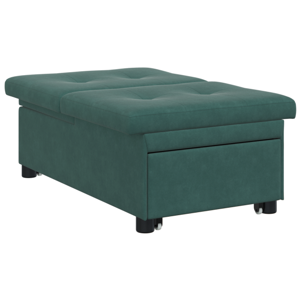Sofá-cama 3 em 1 de Design Retrátil em Veludo Verde Escuro M 4