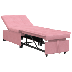 Sofá-cama 3 em 1 Design Retrátil Veludo Rosa H