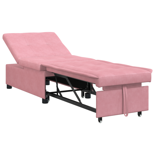 Sofá-cama 3 em 1 Design Retrátil Veludo Rosa M 2