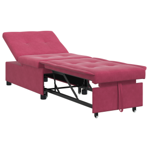 Sofá Cama 3 en 1 Diseño Desplegable Rojo Vino Terciopelo H