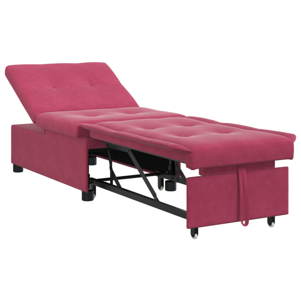 Sofá-cama 3 em 1 Design Pull-Out Bordô Veludo M 2