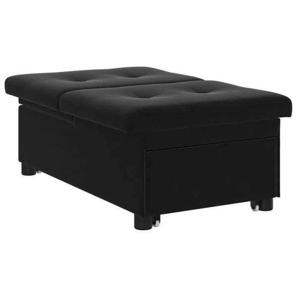 Sofá Cama 3-en-1 Extensible Terciopelo Negro M 4