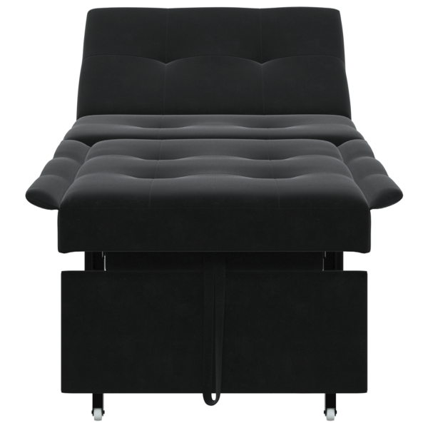Sofá Cama 3-en-1 Extensible Terciopelo Negro M 5