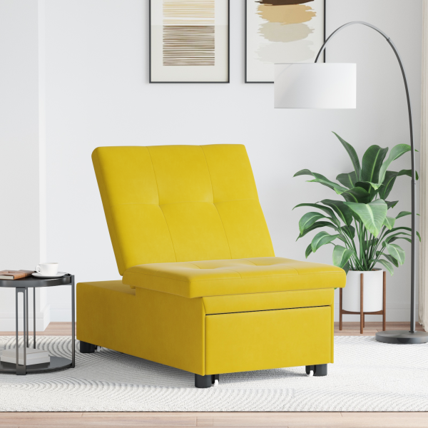 Sofá Cama Diseño Extraíble 3 en 1 Terciopelo Amarillo D