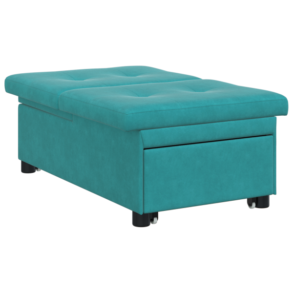Sofá-cama 3 em 1 Design Puxável Veludo Turquesa M 4