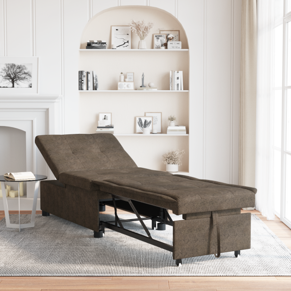 Sofá cama 3 en 1 diseño extraíble verde ejército de cuero de microfibra D