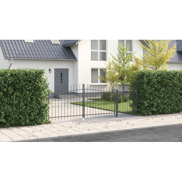 Puerta de Jardín con Punta de Lanza Gris 125x400 cm de Acero D