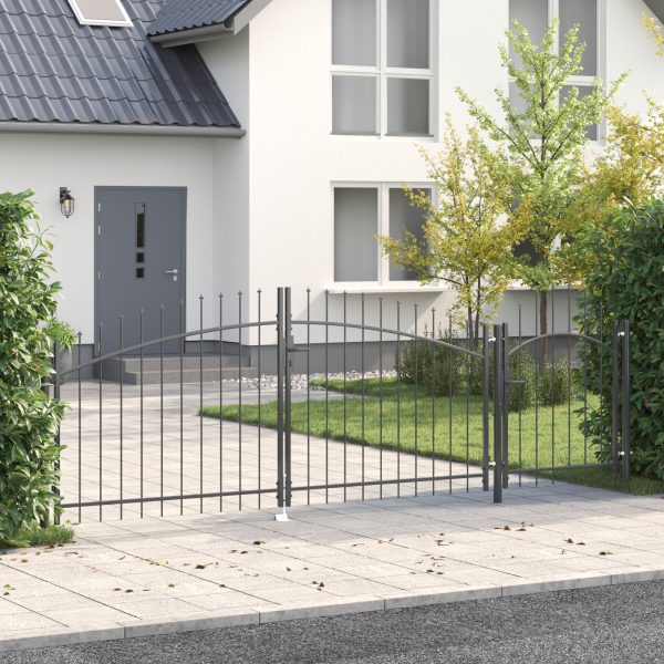 Portão de Jardim com Topo de Lança Cinza 125 x 400 cm em Aço. M 3