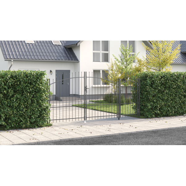 Puerta de Jardín con Picos en Forma de Lanza Gris 175x400 cm de Acero D