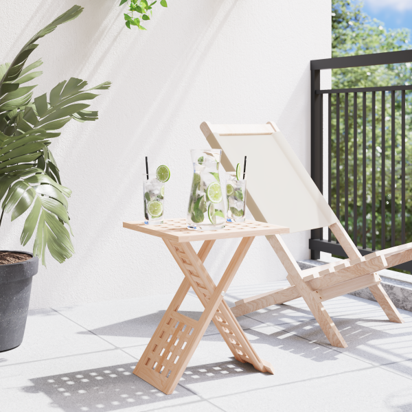 Mesa de café dobrável 33x33x40.5 cm em madeira sólida de nozes M 4