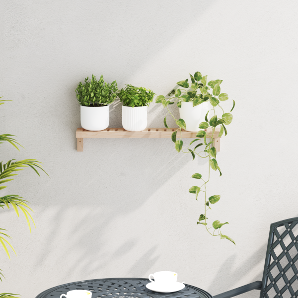 Prateleira de parede  62x10x12.5 cm em madeira sólida de nogueira M 4