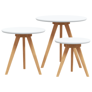 Conjunto de Mesas de Café de Madera Sólida de Nogal y Madera Ingeniería H