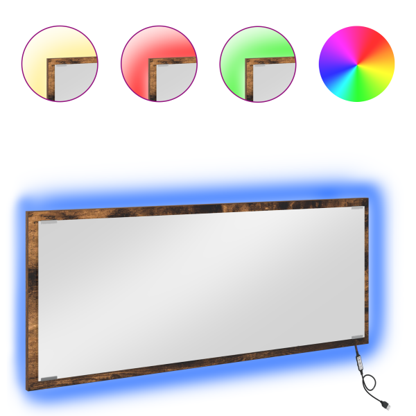 Espelho de Banheiro LED Carvalho Fumado 90x8.5x37 cm Madeira Engenharia M 3