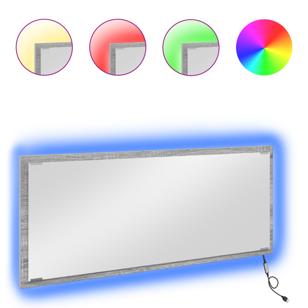 Espelho de Casa de Banho com Luz LED Cinza Sonoma 90x8.5x37 cm M 3