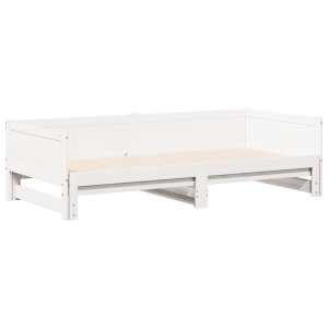 Cama de Dia com Extensão Branca 90x200 cm de Madeira de Pinho H