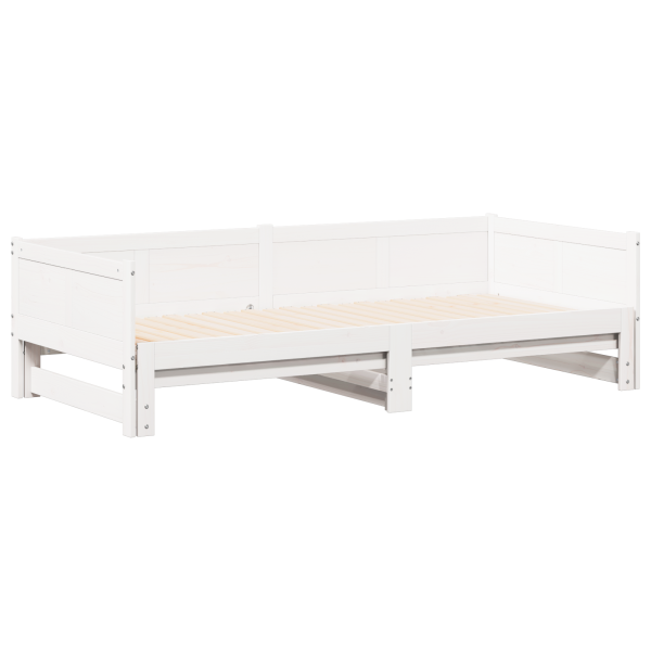 Cama de Dia com Extensão Branca 90x200 cm de Madeira de Pinho M 2