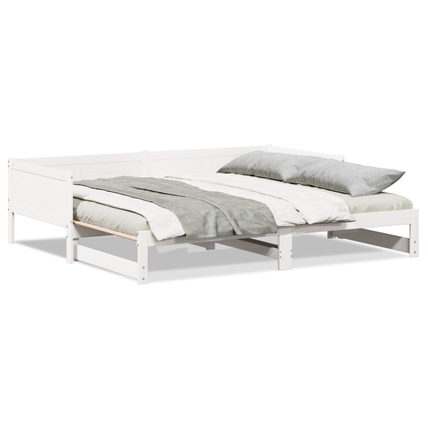 Cama de Dia com Extensão Branca 90x200 cm de Madeira de Pinho M 4