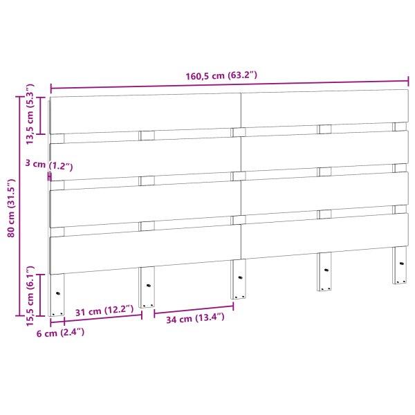 Cabecera Marrón Cera 160 cm Madera Maciza de Pino M 4