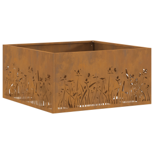 Brasero cuadrado de acero patinable 60x60x30 cm H