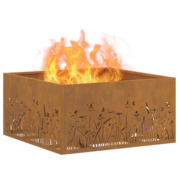 Fogueira  Quadrada 60x60x30 cm Aço Corten M 3