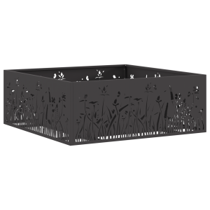 Fogueira Quadrada  Preta 80x80x30 cm Aço H