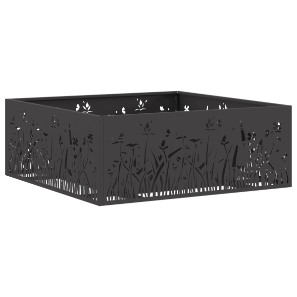 Brasero cuadrado de acero negro 80x80x30 cm M 2