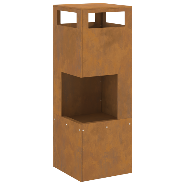 Brasero cuadrado de acero patinable 35x35x100 cm M 2
