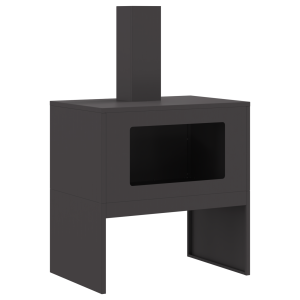 Brasero con chimenea acero negro 60x40x96 cm H