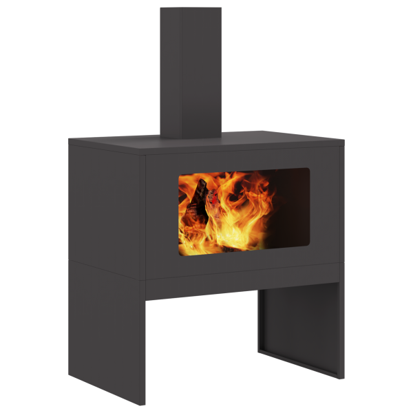 Brasero con chimenea acero negro 60x40x96 cm M 3