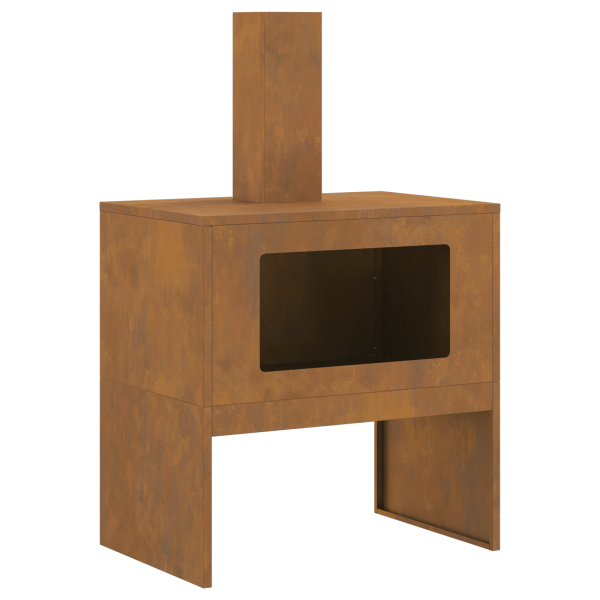Brasero con chimenea acero patinable 60x40x96 cm M 2