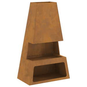 Fogão a lenha  com armazenamento de toras 60x35x100 cm em aço resistente às intempéries H